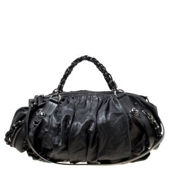 Pre Owned Gucci Black Leather Galaxy Top Handle Bag