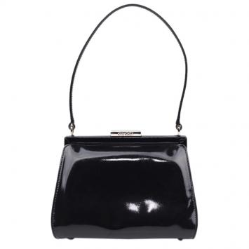 Pre Owned Gucci Black Patent Leather Frame Bag