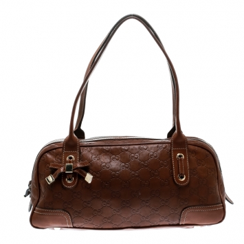 Pre Owned Gucci Brown Guccissima Leather Princy Boston Bag
