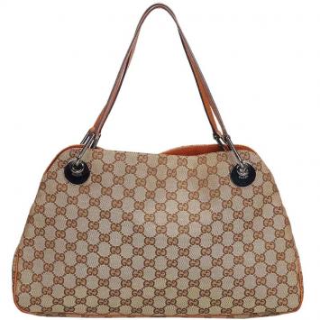 Pre Owned Gucci Brown Jacquard GG Eclipse Tote Bag