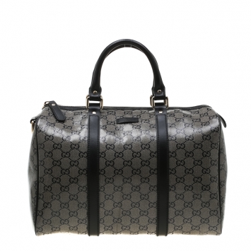 Pre Owned Gucci Grey/Black GG Crystal Canvas Medium Joy Boston Bag