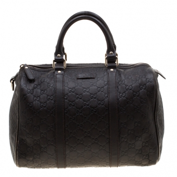 Pre Owned Gucci Dark Brown Guccissima Leather Medium Joy Boston Bag