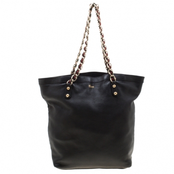 Pre Owned Gucci Black Leather Princy Chain Tote Bag