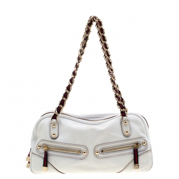 Pre Owned Gucci Ivory Leather Capri Bowler Bag