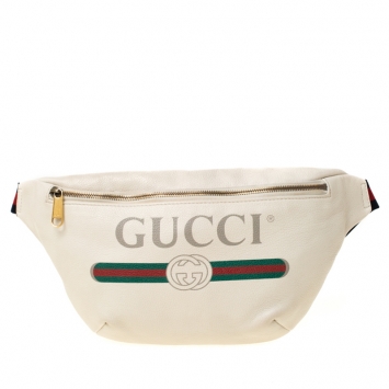 Pre Owned Gucci White Leather Belt Bag