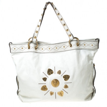 Pre Owned  Gucci Cream Leather Studded Irina Tote