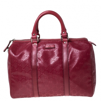 Pre Owned Gucci Red GG Imprime Canvas Medium Joy Boston Bag