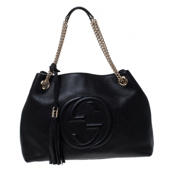 Pre Owned Gucci Black Leather Medium Soho Tote