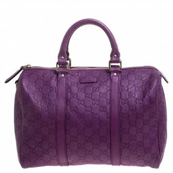 Pre Owned Gucci Purple Guccissima Leather Medium Joy Boston Bag