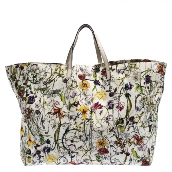 Pre Owned Gucci Multicolor Floral Canvas Large Shopper Tote