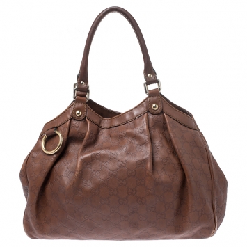 Pre Owned Gucci Brown Guccissima Leather Medium Sukey Tote