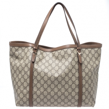 Pre Owned Gucci Beige/Brown GG Supreme Canvas Medium Nice Tote
