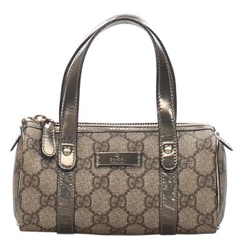Pre Owned Gucci Brown GG Supreme Canvas And Leather Joy Boston Bag