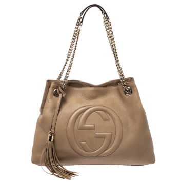 Pre Owned Gucci Beige Leather Medium Soho Tote