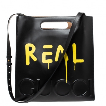 Pre Owned Gucci Black Leather Gucci Ghost Tote