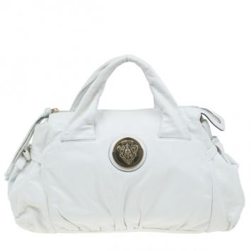 Pre Owned Gucci White Leather Medium Hysteria Tote
