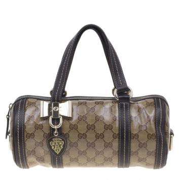 Pre Owned Gucci Brown GG Monogram Duchessa Small Boston Satchel