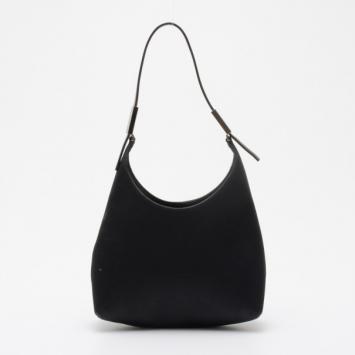 Pre Owned Gucci Black Satin Small Hobo With Leather Strap