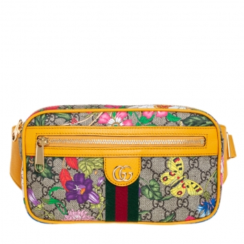 Pre Owned Gucci Multicolor Flora GG Supreme Coated Canvas and Leather Ophidia Belt Bag