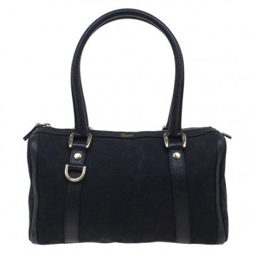 Pre Owned Gucci Black Monogram Small Abbey Boston