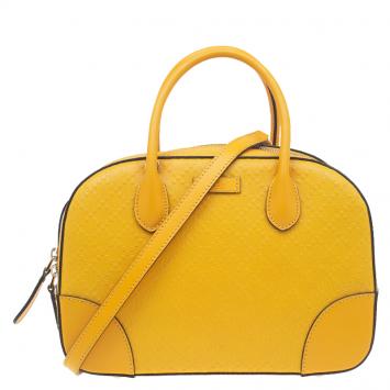 Pre Owned Gucci Yellow Bright Diamante Leather Small Top Handle Bag