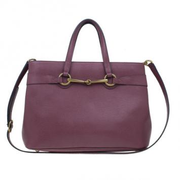 Pre Owned Gucci Purple Leather Medium Bright Bit Tote