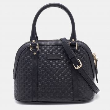 Pre Owned Gucci Black Microguccissima Leather Mini Dome Bag