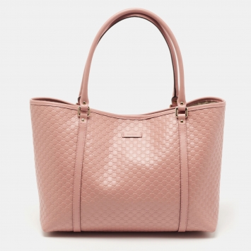 Pre Owned Gucci Pink Microguccissima Leather Large Joy Shopper Tote