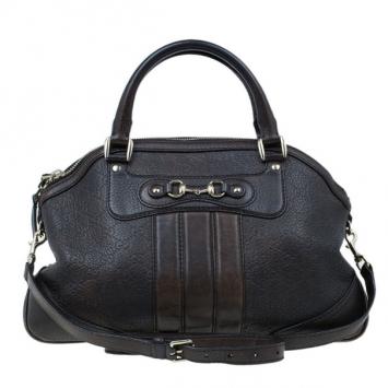 Pre Owned Gucci Brown Leather Medium Catherine Guccissima Dome Satchel