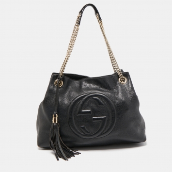 Pre Owned Gucci Black Leather Medium Soho Chain Shoulder Bag