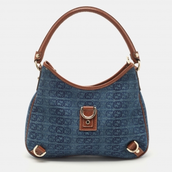 Pre Owned Gucci Denim Abbey Medium D-Ring Hobo Bag