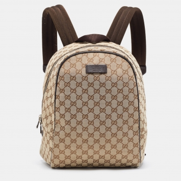 Pre Owned Gucci Beige/Ebony Monogram Canvas Travel Backpack