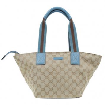 Pre Owned Gucci Original GG Blue Canvas Web Tote