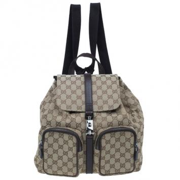 Pre Owned Gucci Brown Original GG Embossed Monogram Canvas Backpack
