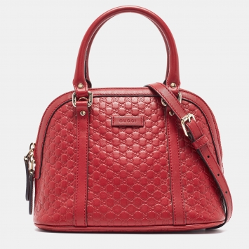 Pre Owned Gucci Red Microguccissima Leather Mini Nice Dome Bag