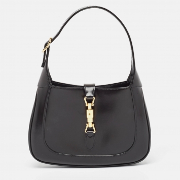 Pre Owned Gucci Black Glossy Leather Small Jackie 1961 Hobo