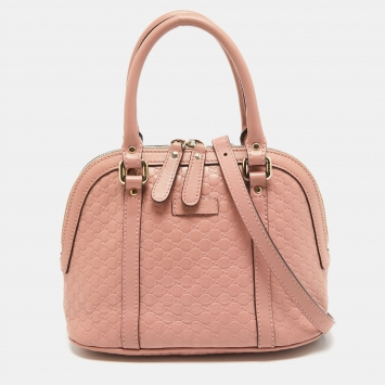Pre Owned Gucci Light Pink Microguccissima Leather Small Dome Bag