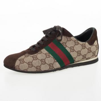 Pre Owned Gucci GG Canvas &amp; Classic Web Sneakers Size 38