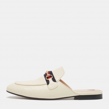 مملوكة مسبقًا Gucci Cream Leather  Princetown Mules Size 39