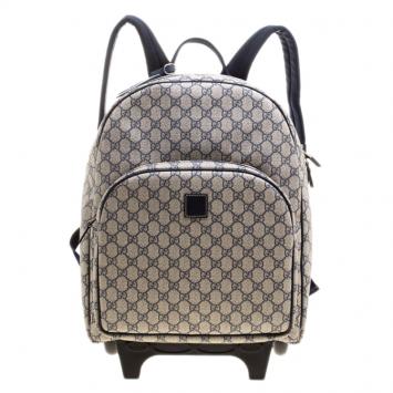Pre Owned Gucci Beige/Blue GG Supreme Canvas Trolley Backpack Bag