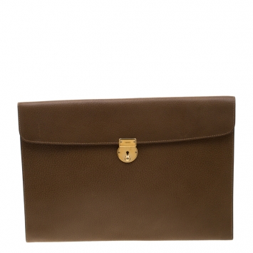 Pre Owned Gucci Brown Leather Vintage Document Case 