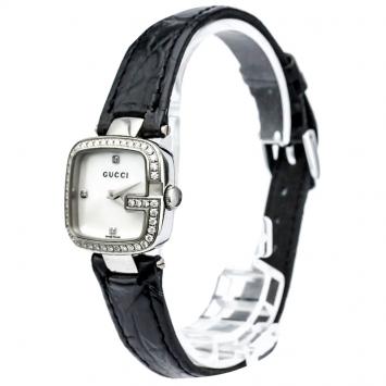 Pre Owned Gucci Mother of Pearl Stainless Steel Diamond G-Gucci Women's Wristwatch 24MM