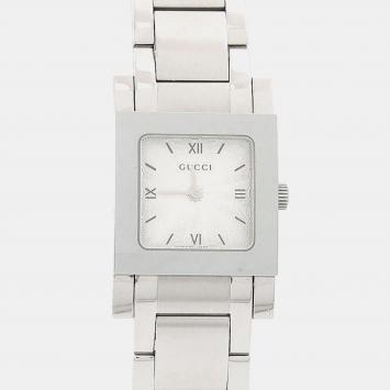 Pre Owned Gucci 7900L.1 Silver Stainless Steel Quartz Women's Watches 23mm