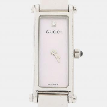 Pre Owned Gucci G Line 1500L White Stainless Steel Quartz Women's Watches 12*24mm