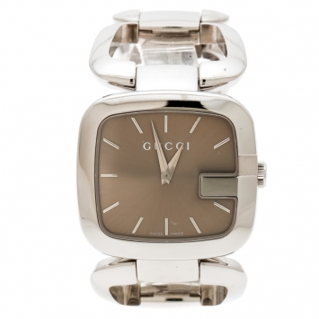 Pre Owned Gucci Brown Stainless Steel G 126.4 Women's Wristwatch 32 mm