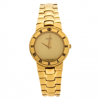 Pre Owned Gucci Golden Gold Plated 3300.2.L Women's Wristwatch 25MM