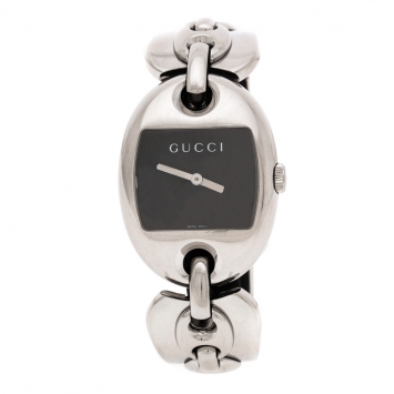 Pre Owned Gucci Black Stainless Steel Marina Chain 121.3 Women's Wristwatch 32MM