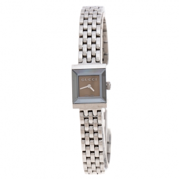 Pre Owned Gucci Brown Stainless Steel G Frame 128.5 Women's Wristwatch 14MM