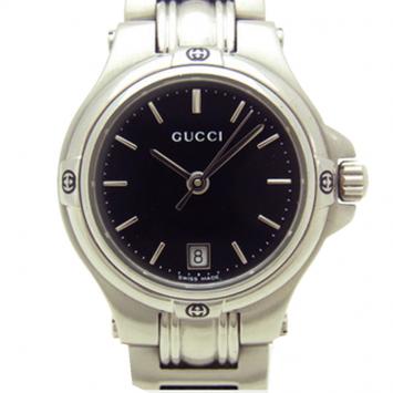 Pre Owned Gucci Black Stainless Steel 9040L Round Women's Wristwatch 26MM