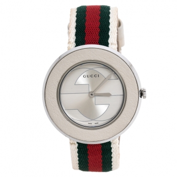 Pre Owned Gucci Silver Stainless Steel U-Play 129.4 Women's Wristwatch 35 mm
